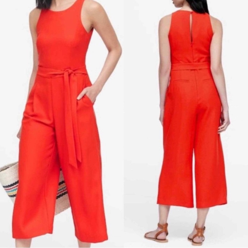 Banana Republic red linen jumpsuit